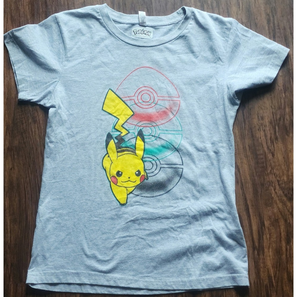 Pokémon Pikachu Womens Graphic T-Shirt Gray Size M Medium